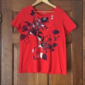 Laura Scott Red and Black Floral Tee